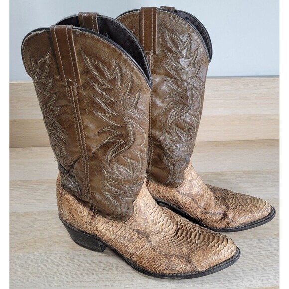 abeline Other - Abilene Mens Snake Skin Boots Size 9.5 D Leather Cowboy Western 6122 USA Vtg